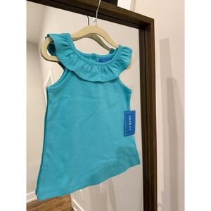 New J Bailey Ruffled Tee Pool Blue Cotton Kids Size 4 classic preppy cotton